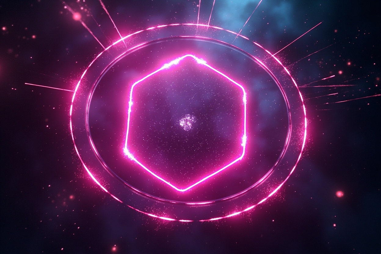 Concentric spell hex rings with emanating magical particles
